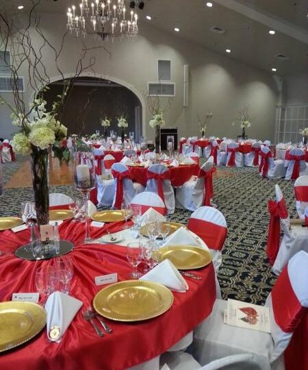 NAS Mustin Beach Officers Club — Red and Gold wedding