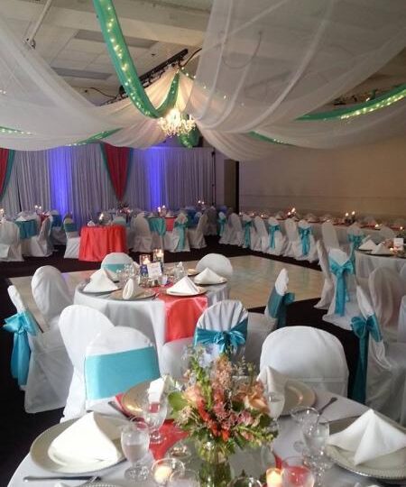 wedding reception table linens — Table linen, chair covers, sashes, everything you need for your reception.