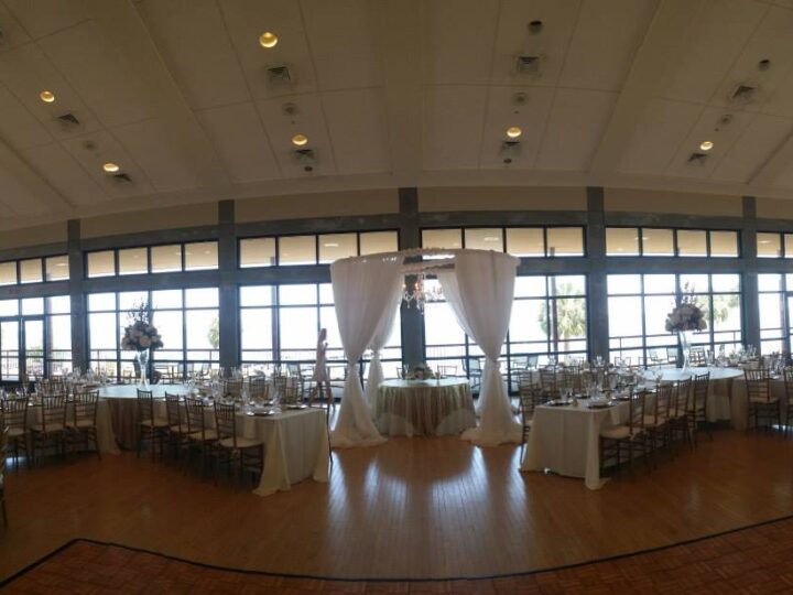 Wide view of a reception at Sanders Beach Community Center